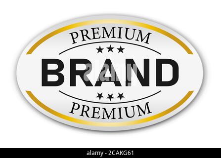 Premium brand Modern Gold paper Logo sign on a white background Stock Vector
