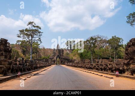 North Gate, Angkor Thom, Siem Reap, Cambodia Stock Photo