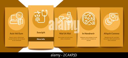 Hypertension Disease Onboarding Elements Icons Set Vector Stock Vector