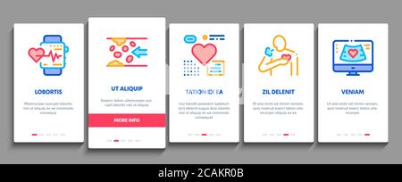 Hypertension Disease Onboarding Elements Icons Set Vector Stock Vector