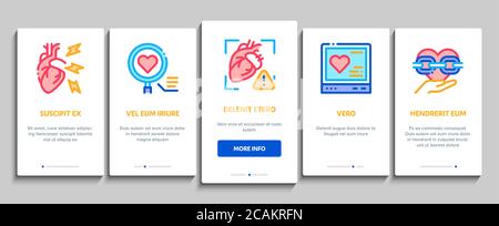 Hypertension Disease Onboarding Elements Icons Set Vector Stock Vector