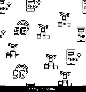 Smart City Technology Seamless Pattern Vector Stock Vector