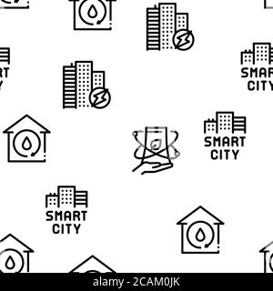 Smart City Technology Seamless Pattern Vector Stock Vector