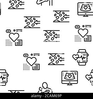 Hypertension Disease Seamless Pattern Vector Stock Vector