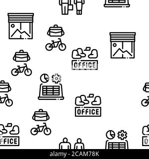 Office And Workplace Seamless Pattern Vector Stock Vector