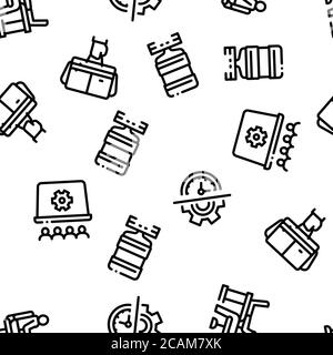 Office And Workplace Seamless Pattern Vector Stock Vector