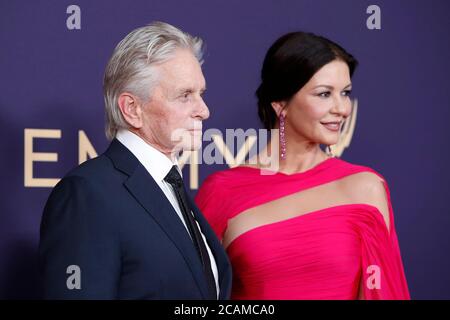 LOS ANGELES - SEP 22:  Michael Douglas, Catherine Zeta-Jones at the Primetime Emmy Awards - Arrivals at the Microsoft Theater on September 22, 2019 in Los Angeles, CA Stock Photo