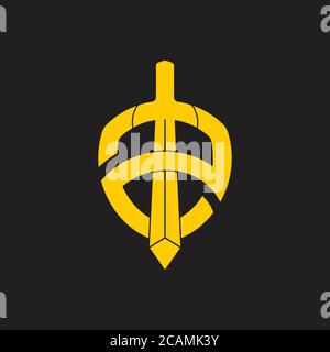 sword shield symbol logo vector Stock Vector