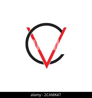 letters cv linked overlap logo vector Stock Vector