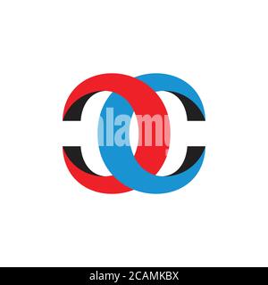 letter cc simple 3d curves logo vector Stock Vector
