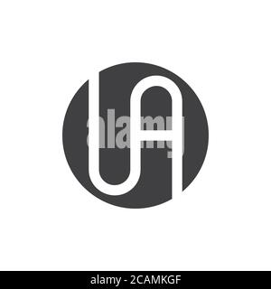 letter ua negative space circle geometric logo vector Stock Vector