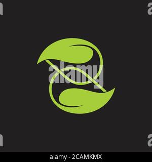 linked leaf flat monogram logo vector Stock Vector