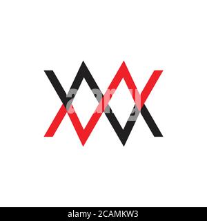 abstract letter mw simple linked line color logo vector Stock Vector