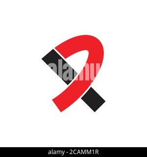 letter xp simple geometric ribbon shape logo vector Stock Vector