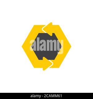 circle hexagonal arrow symbol logo vector Stock Vector