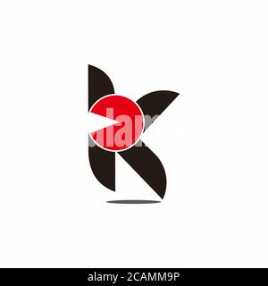 letter k geometric circle shadow simple logo vector Stock Vector
