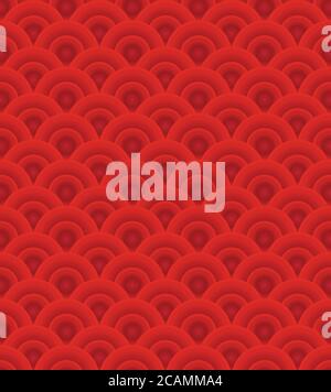 Vector oriental background of seamless wave pattern with red gradient colour. Stock Vector
