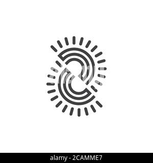 letter cc sun geometric line logo vector Stock Vector