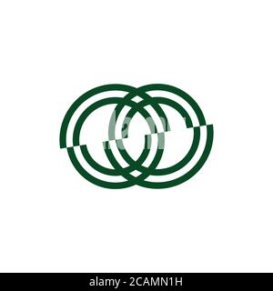 linked rings stripes geometric logo vector Stock Vector