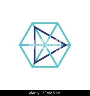 triangle hexagonal linked line logo vector Stock Vector