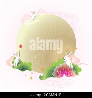 Masthead design for Mid autumn festival design. Its a autumn harvest festival celebrated by Chinese. Stock Vector