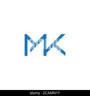 letter mk simple linked geometric line symbol logo vector Stock Vector
