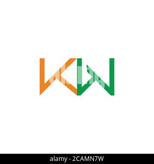 letter kw simple geometric colorful symbol logo vector Stock Vector