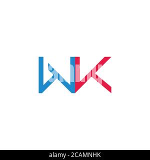 letter wk simple geometric colorful line symbol vector Stock Vector