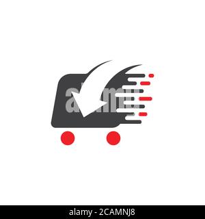 fast car shopping cart design logo vector Stock Vector