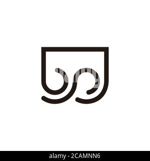 abstract letter bp curves geometric line emblem logo vector Stock Vector