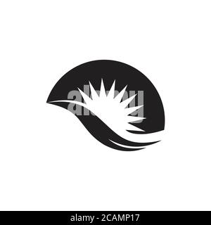 sun waves simple flat silhouette logo vector Stock Vector
