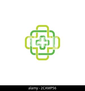 vector of plus medical linked lines art decoration logo Stock Vector