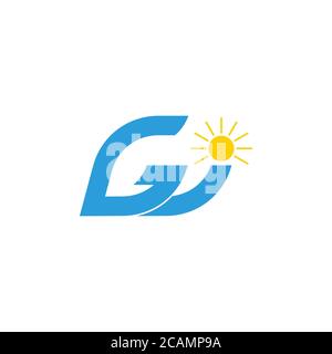 letter gw waves sun geometric logo vector Stock Vector