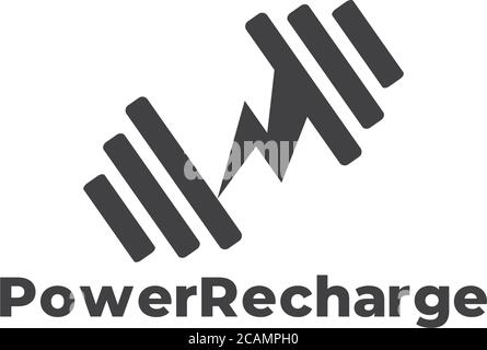 symbol logo vector of energy recharge training dumbbell simple geometric design Stock Vector