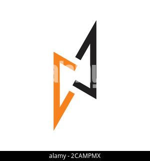 letter cj simple geometric thunder line logo vector Stock Vector