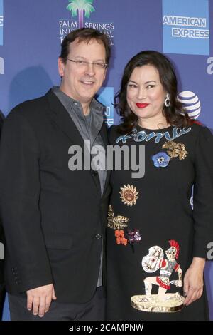 PALM SPRINGS - JAN 17:  Phil Laak, Jennifer Tilly at the 30th Palm Springs International Film Festival Awards Gala at the Palm Springs Convention Center on January 17, 2019 in Palm Springs, CA Stock Photo