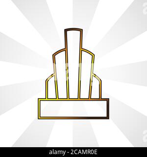 logo abstract buildings outline city in gold on a white isolated background. Stock Vector