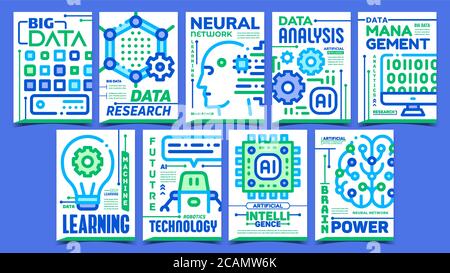Artificial Intelligence Promo Posters Set Vector Stock Vector