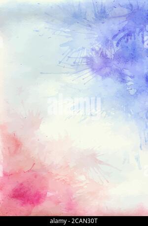 Watercolor background with purple and pink splashes and stains. Vector illustratio Stock Vector