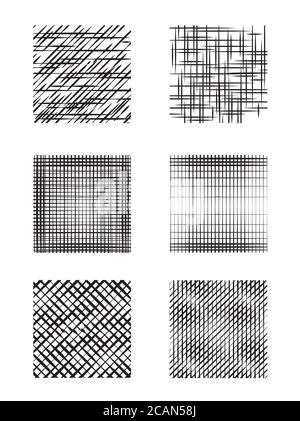 Set of square shapes with hatching. Vector design elements. Stock Vector