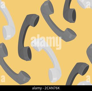 Seamless texture with old flat handsets. Vector background for your creativity Stock Vector