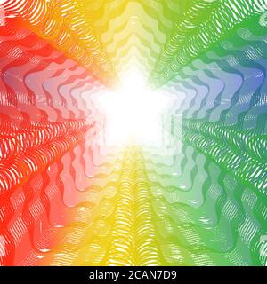 Abstract rainbow curved lines flower metamorphosis on white background. Vector element for your creativity Stock Vector