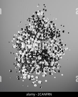 3d black and white particle cloud of spheres, 3d illustration Stock Photo