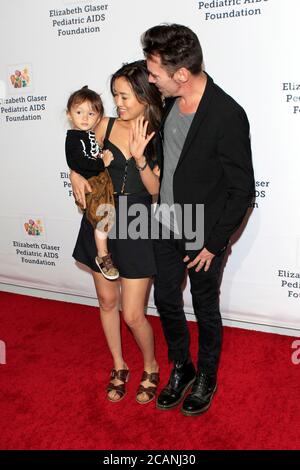 LOS ANGELES - OCT 28:  Wolf Rhys Meyers, Mara Lane, Jonathan Rhys Meyers at the 'A Time For Heroes' Family Festival at the Smashbox Studios on October 28, 2018 in Culver City, CA Stock Photo