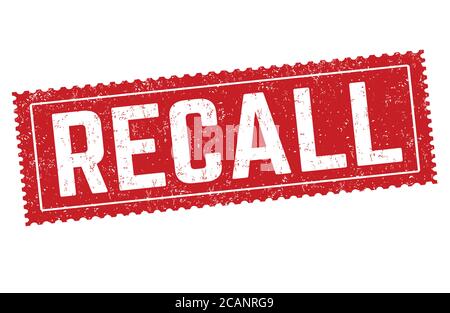 Recall sign or stamp on white background, vector illustration Stock Vector