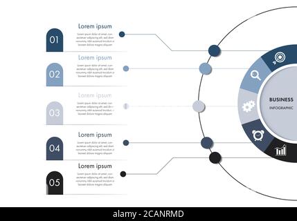 5 steps business infographic template with icon for presentation, workflow, process. Stock Vector