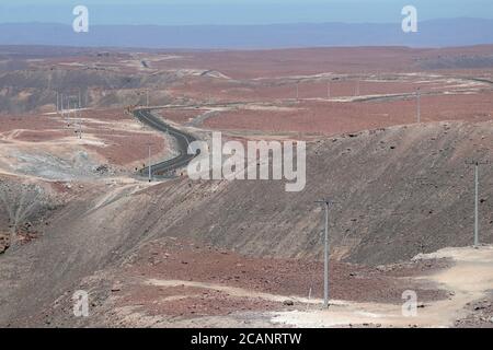 Atacama Desert, road to Camarones, inland from Iquique, north Chile 21 Oct 2017 Stock Photo