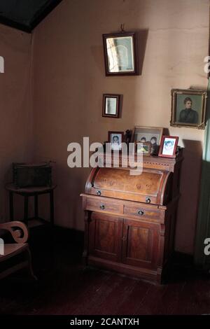 Internal view of Hacienda Tiliviche, former settler home and museum, northeast of Iquique, north Chile 15th October 2017 Stock Photo