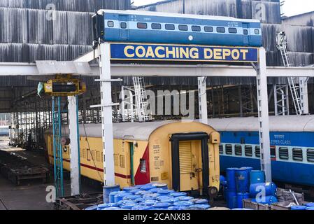 Kerala, India. September 07, 2019. Coaching Depot Trivandrum Central railway station, Thiruvananthapuram. Indian Railway. Stock Photo