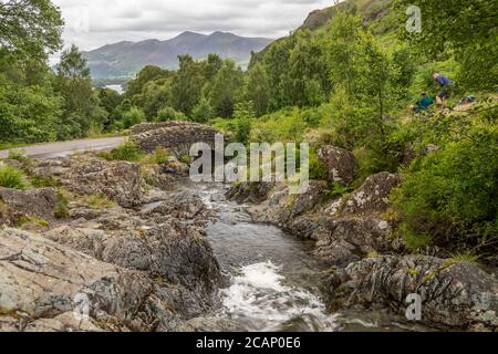 Ashness Bridge near Derwent Water, Lake District, England Stock Photo